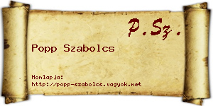 Popp Szabolcs névjegykártya